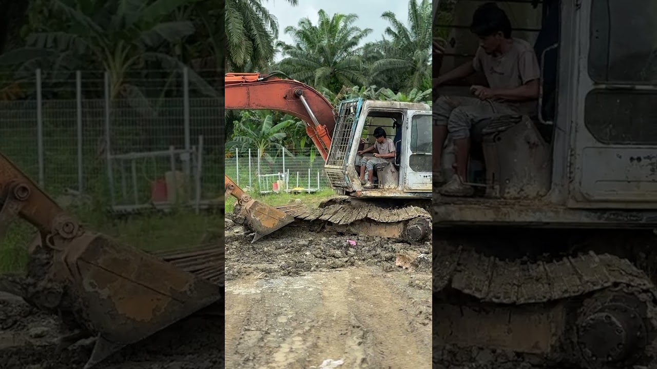 Pemasangan rantai hitachi 120-1 excavator chain installation