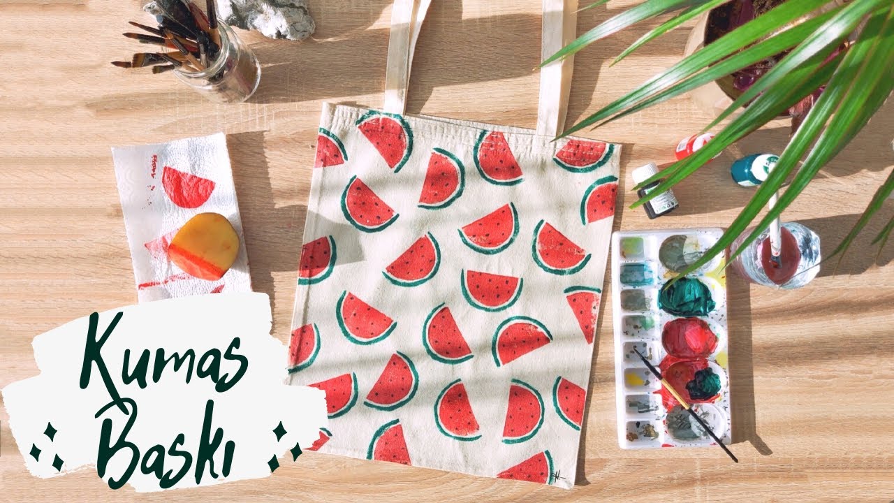 Ткань Штамп | Печать на ткани | Сумка из ткани | Печать с картофелем | Diy Project Легко #diy stamp