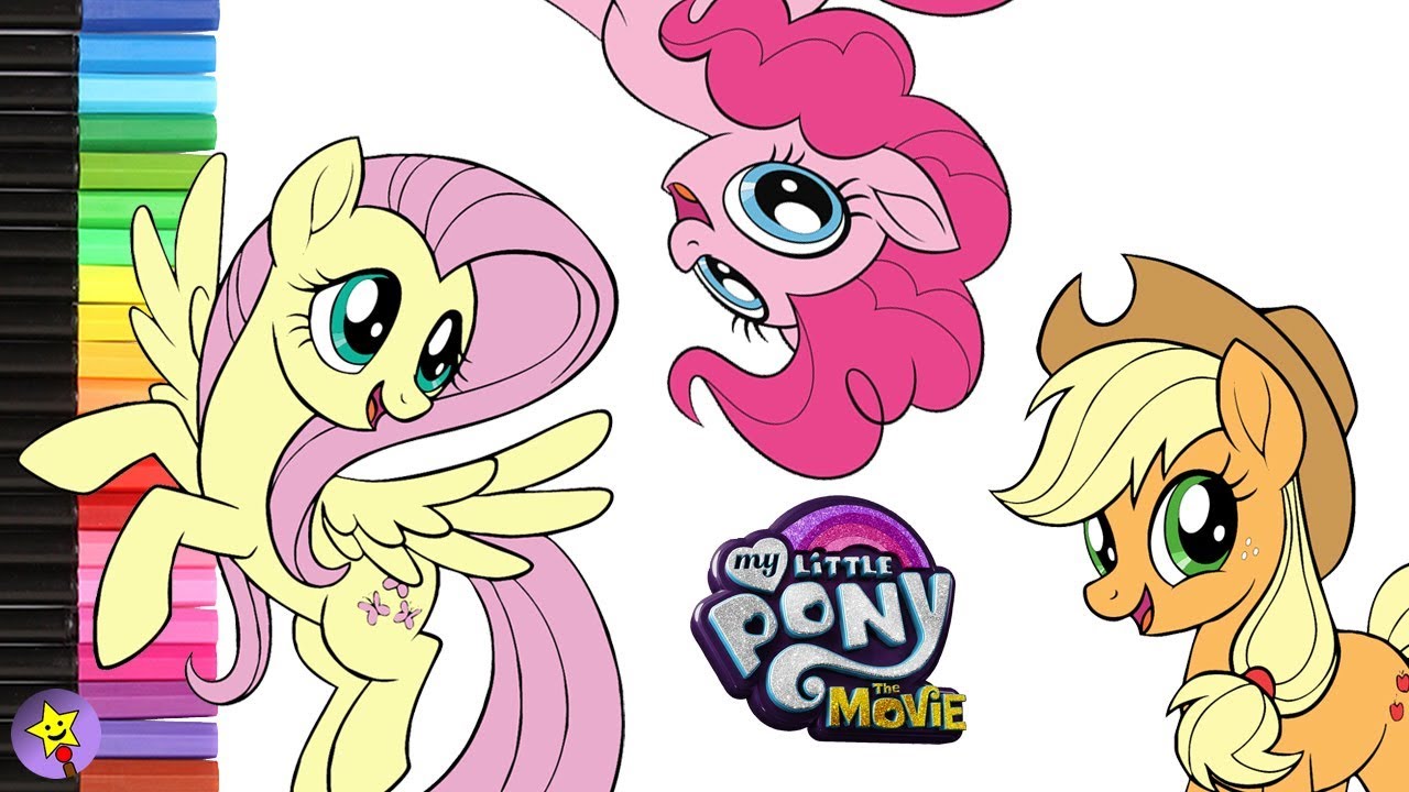 My Little Pony The Movie Coloring Book Page Fluttershy Pinkie Pie Applejack Coloring Book Page