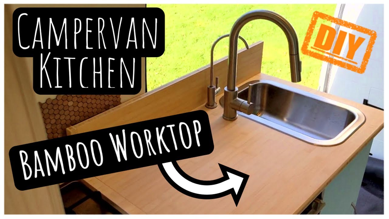 Beautiful BAMBOO worktop & COPPER backsplash | Van Life Kitchen | Crafter Van Conversion | 33 |
