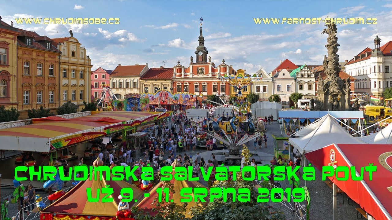 Chrudimská SALVÁTORSKÁ POUŤ - příjezd atrakcí do centra 7.8.2019 - slovo starosty