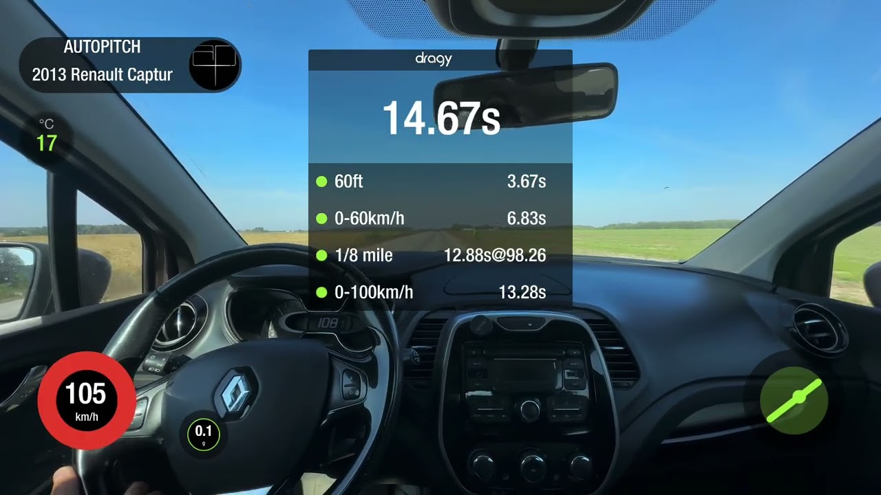 Renault Captur 1.2TCe AT FWD 2013 STOCK. 0-100 acceleration