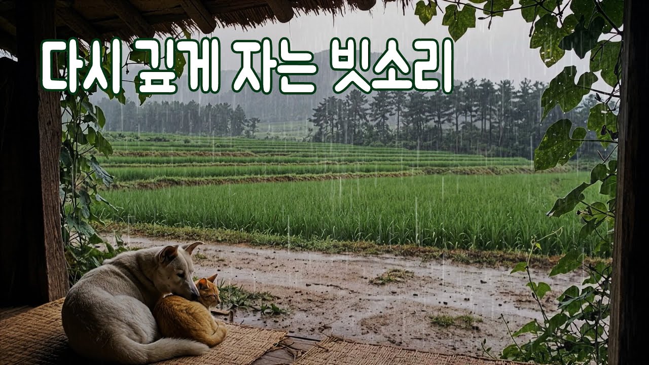 다시 깊게 자는 평온한 옛 시골논 빗소리｜불면증 대신 숙면하세요 ASMR