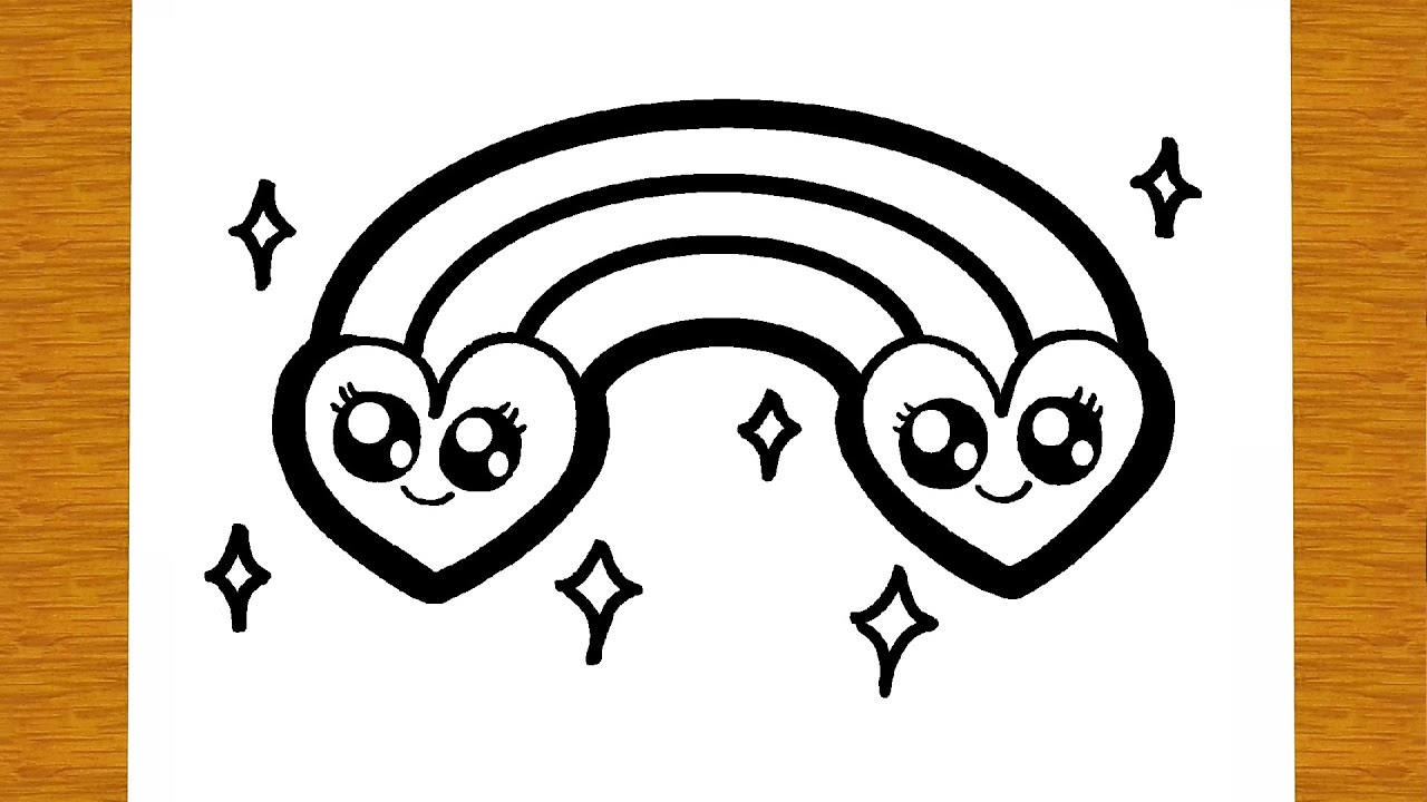 COME DISEGNARE DUE CUORI ED UN ARCOBALENO CARINI | Disegni facili ed educativi