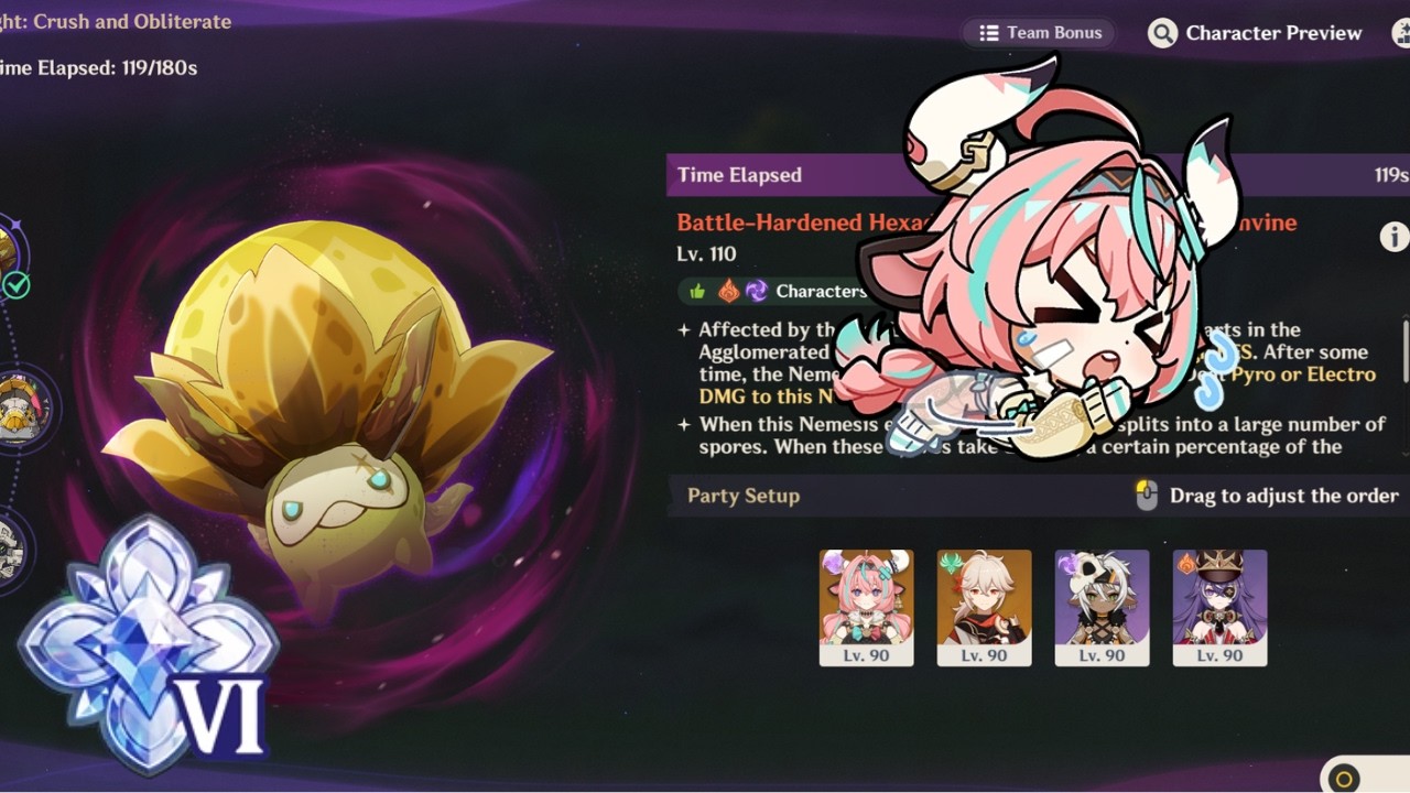 C0 R1 Varesa clears Lv. 6 Dire Mandragora | Stygian Onslaught 6.4 Luna V