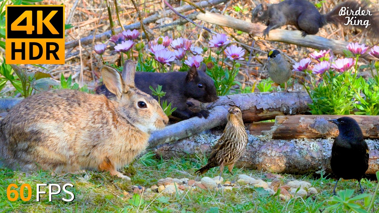 TV dla kot&oacute;w 😺🐦 Letnie ptaki i wiewi&oacute;rki dla kot&oacute;w do oglądania 🐿 4K HDR