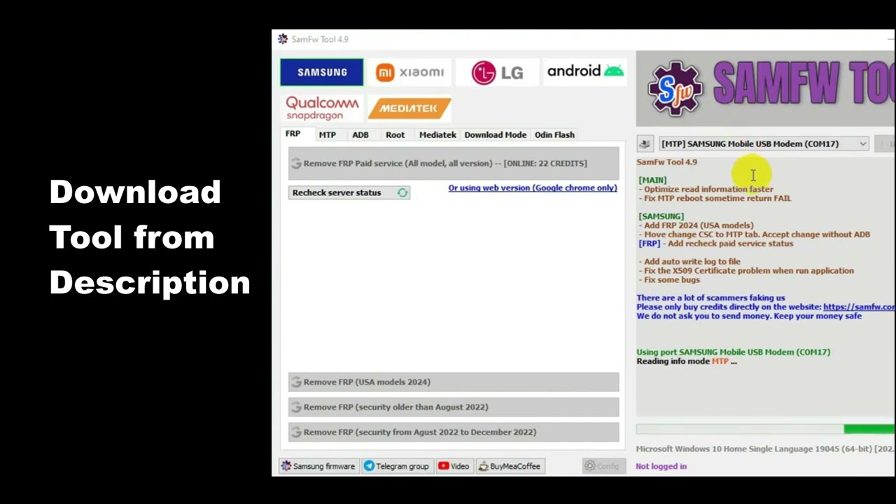SamFw Tool 5.3 - Free Samsung FRP Bypass Tool 2026