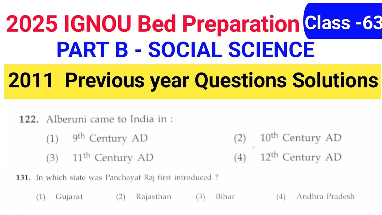 IGNOU BED social science Previous Year Questions Answer solution 2011 / IGNOU Preparation 2025