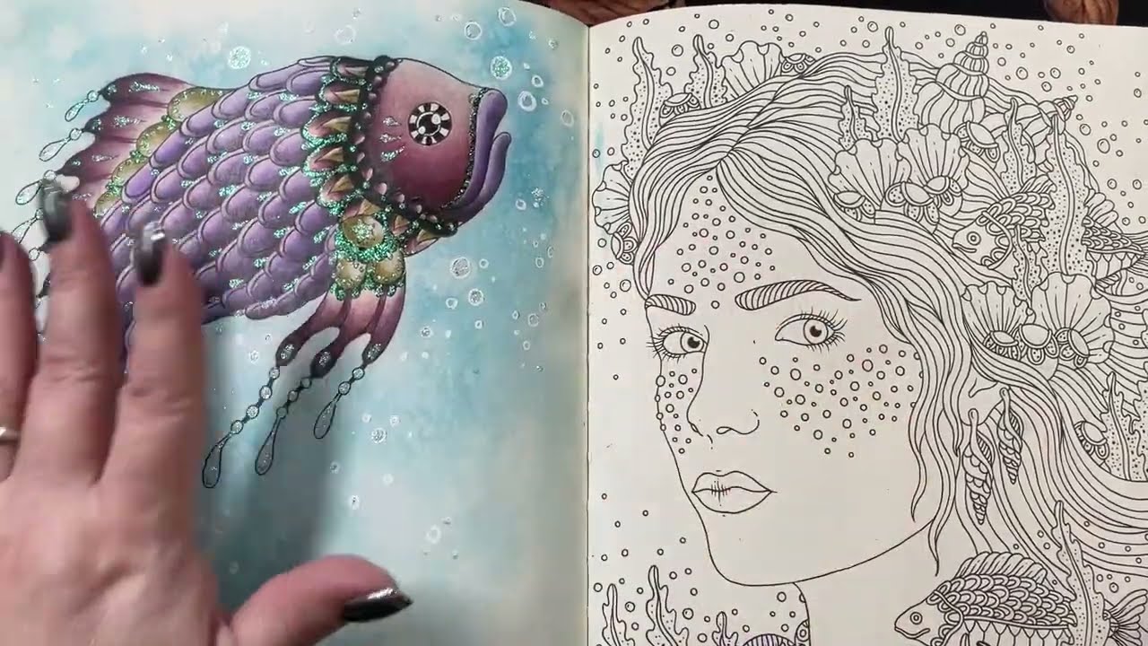 Adult Coloring | Magical Dawn | Underwater Portrait page