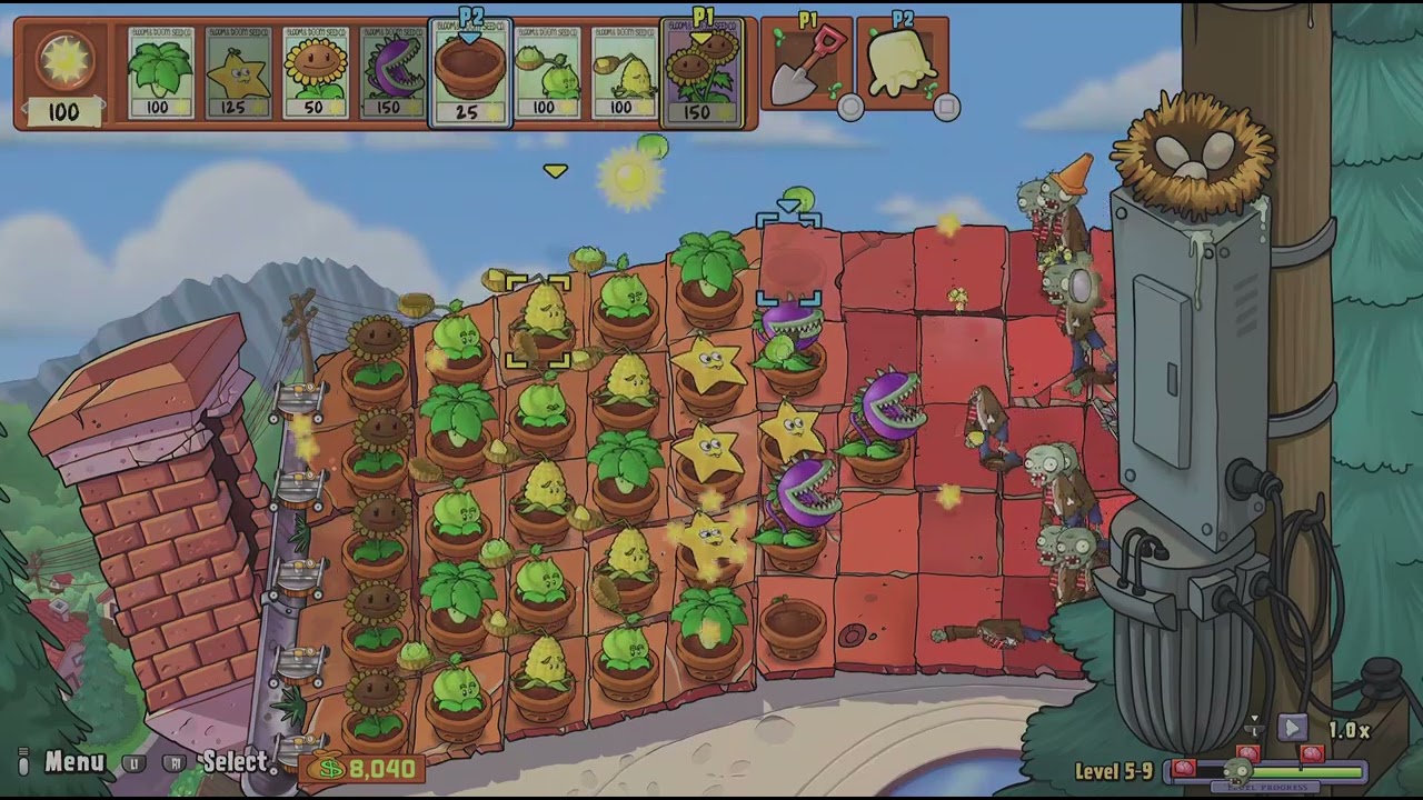 Attempting a zero death run in PvZ Replanted