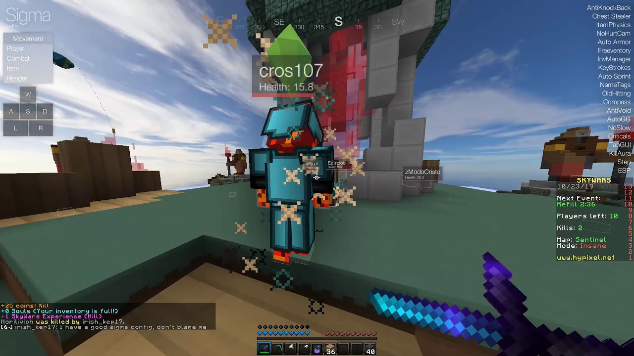 me hacking on hypixel for 10 mins with SIGMA 5.0 (Best Hacked Client) (Jello for Sigma)