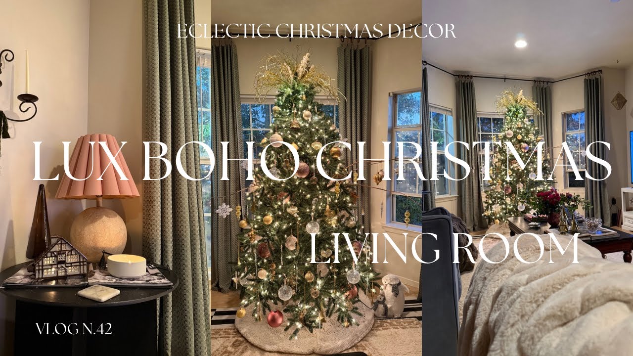 LUX BOHO CHRISTMAS LIVING ROOM DECORATING. Walmart Finds.