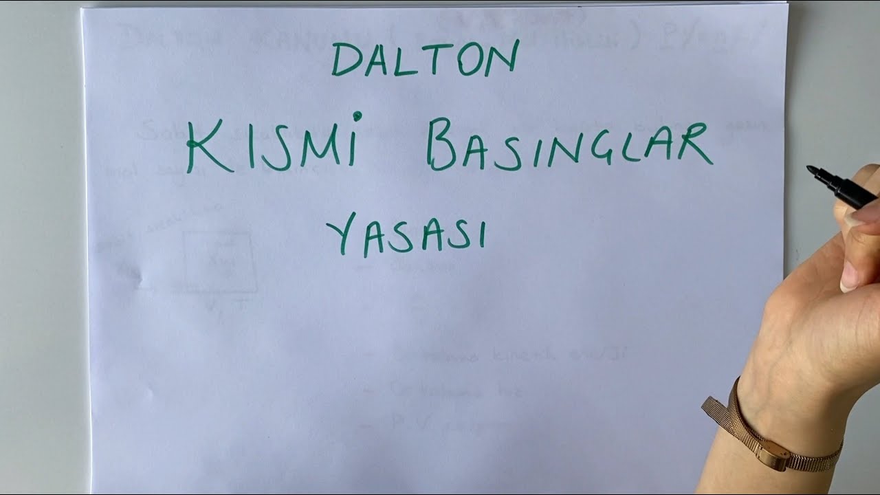 11. Sınıf AYT Kimya - GAZLAR - DALTON KISMİ BASINÇLAR YASASI | 2021