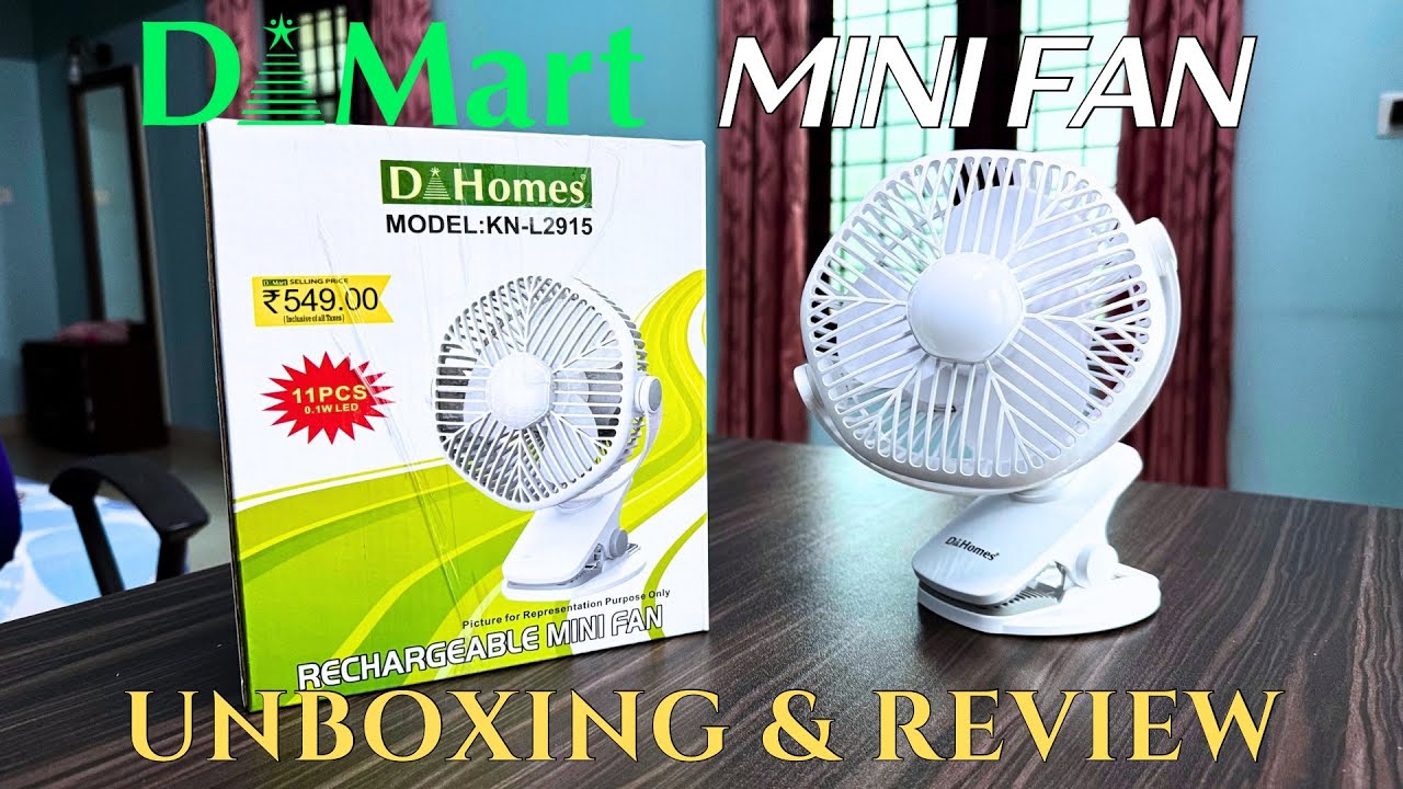 D-Mart Mini Rechargeable Fan - Unboxing & Review