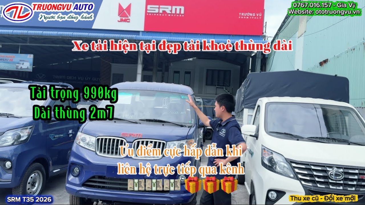 SRM T35 đời 2026 xe sẵn giao ngay tại Ô Tô Trường Vũ tải khoẻ xe đẹp nhíp đồng bộ trước sau
