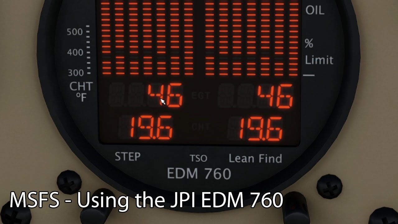 MSFS - Using the JPI EDM 760 Engine Monitor
