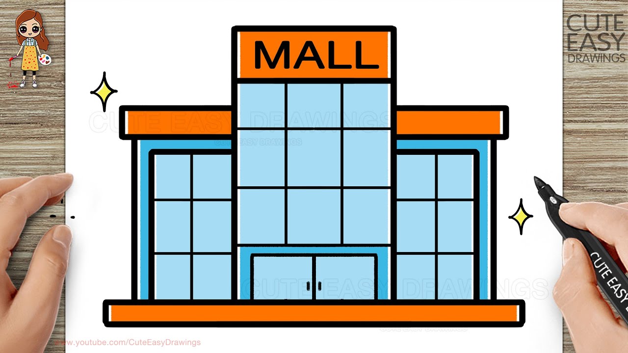 How to Draw a Shopping Mall Easy for Kids and Toddlers