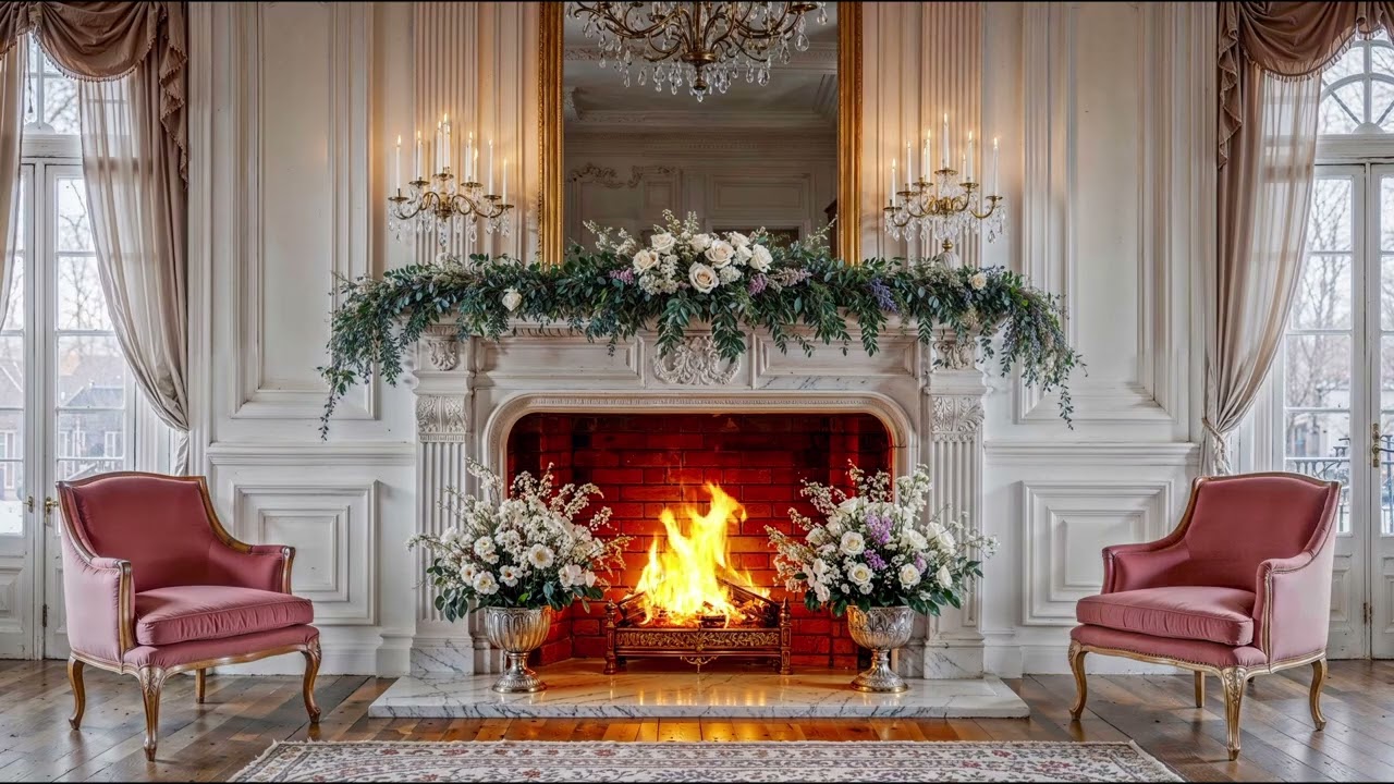 Bridgerton Fireplace Ambience with Crackling Fire Sounds | Regency Era Elegance