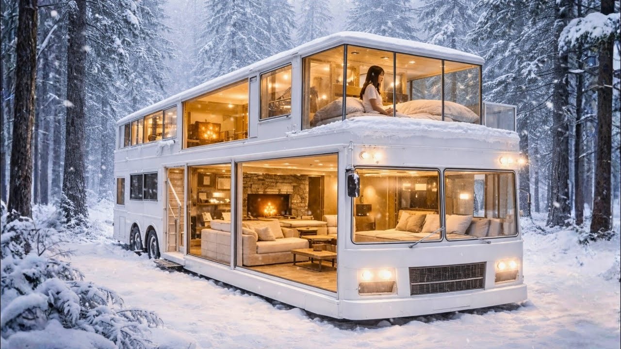 I Turned an Abandoned Double-Decker Bus into a 2-Floor Ultra-Modern Luxury Motorhome Cabin (ASMR)