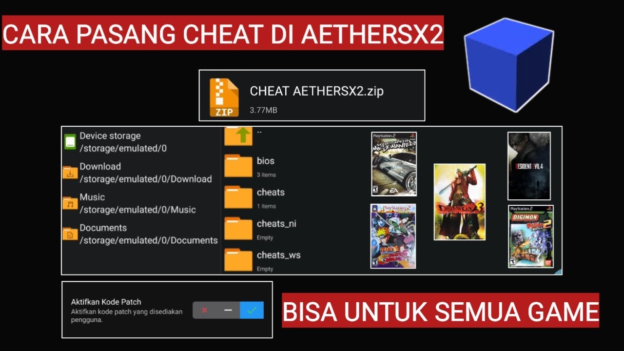 CARA PASANG CHEAT ATAU KODE PATCH DI AETHERSX2 ANDROID 2024 🔥