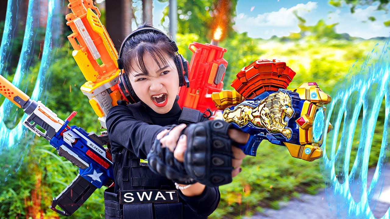 VTL Nerf War СУПЕРГЕРОЙ ДЕВУШКА Морские котики Воины Nerf Оружие сражается с преступниками Абсолю...