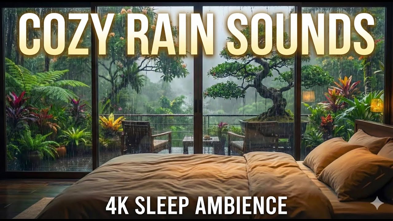 Cozy Bedroom Rain Ambience to Sleep Instantly 🌧️ Heavy Rain Sounds for Insomnia & Relaxation