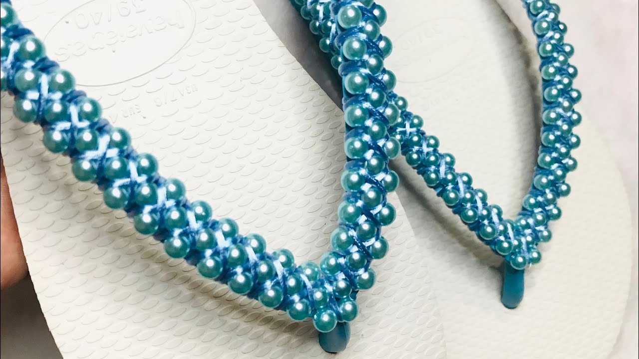 AULA 5- CHINELO CUSTOMIZADO INCIANTES- PÉROLAS E FIO DE SEDA( A TRAMA MAIS FACIL DE FAZER)