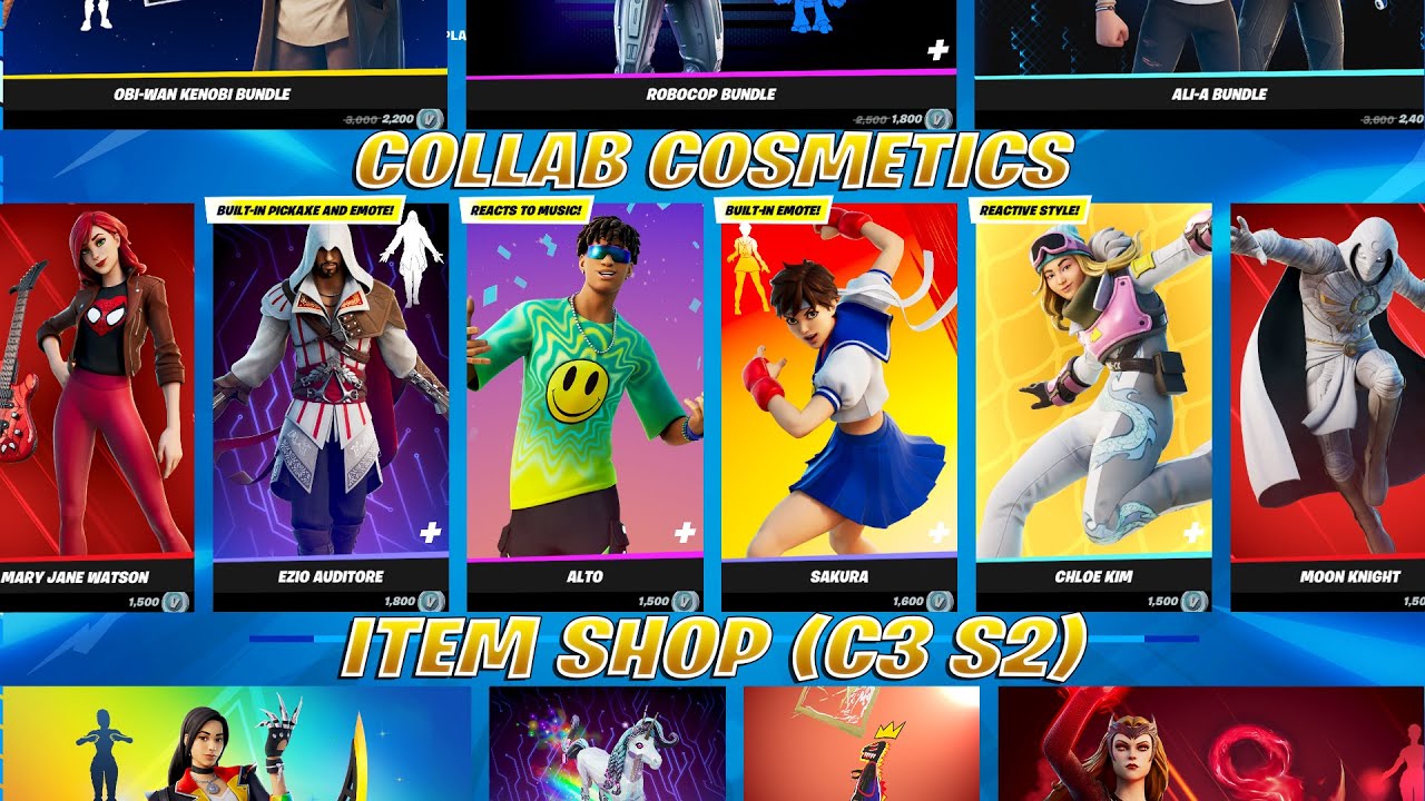 All Item Shop Collabs(Skins, Emotes & Cosmetics)! Chapter 3 Season 2