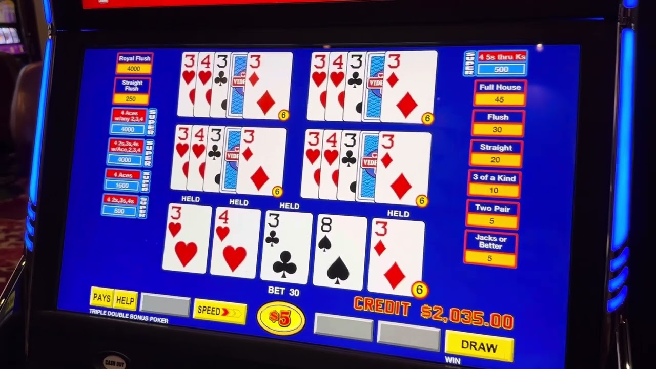 Nice 20K Jackpot after Bills Win. Video Poker. Triple Double Bonus. Buffalo Creek. Dealt Three 3&rsquo;s.