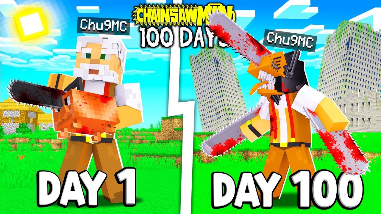 Tóm Tắt 100 Ngày Minecraft CHAINSAW MAN Sinh Tồn Siêu Khó Cùng Thằng Bạn Thân !!