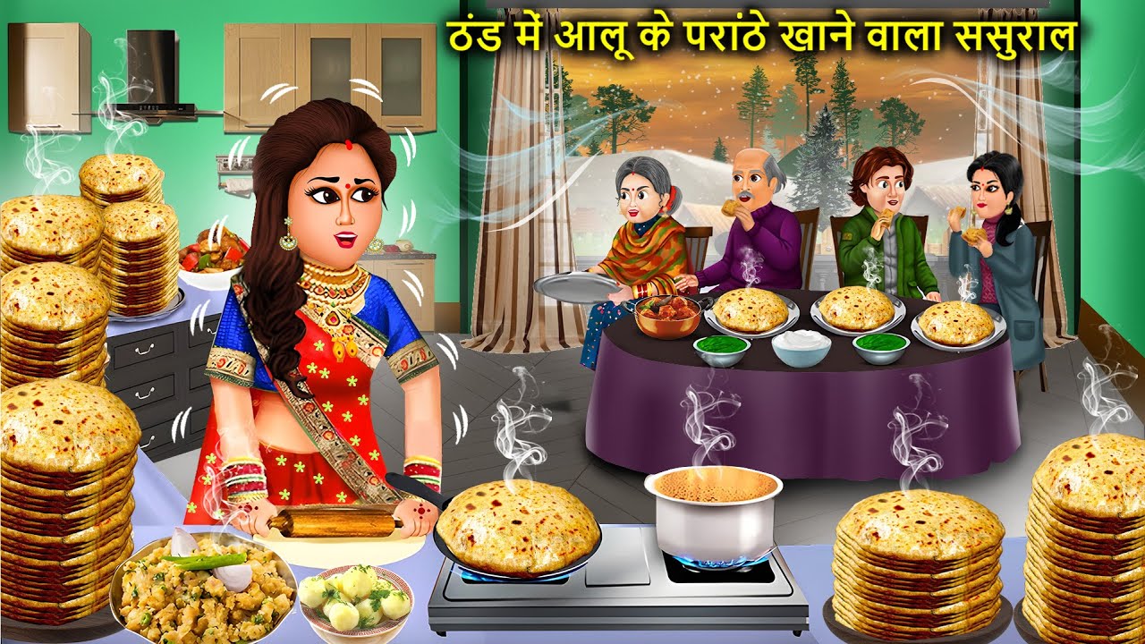 ठंड में सुबह-सुबह आलू परांठा खाने वाला ससुराल || In-Law Eat Aloo Parantha Morning || Cartoon Video