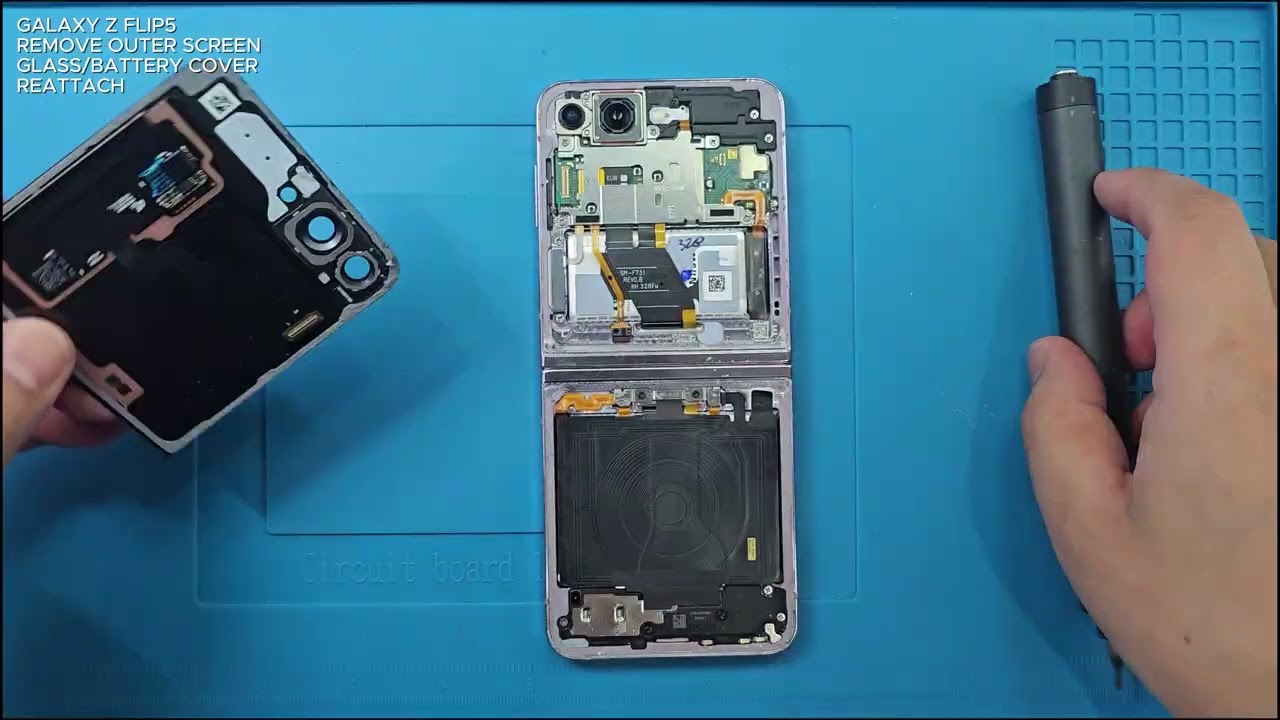 GALAXY Z FLIP5 REMOVE OUTER SCREEN/GLASS/BATTERY COVER & REATTACH