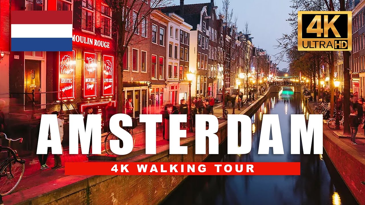 🇳🇱 Amsterdam, Netherlands Night Walk - Amazing Winter Walking Tour | 4K HDR 60fps