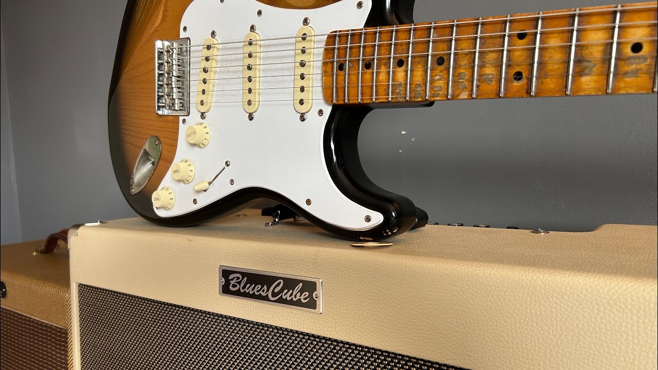 Stratocaster and a Roland Blues Cube