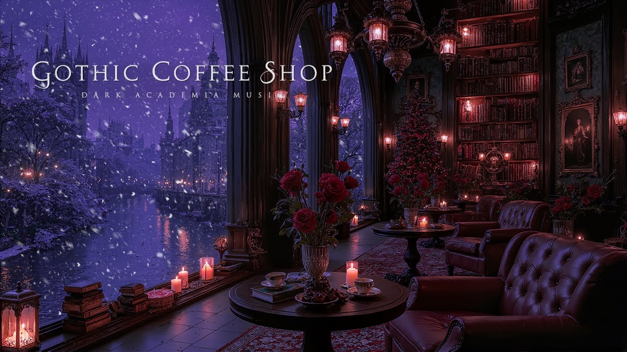 Step Inside a Gothic Coffee Shop Ambience | Soothing Piano & Cello | Dark Academia Winter Playlist