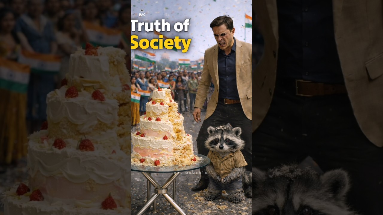 Baby Raccoon Buys a Giant Cake for Republic Day Celebration 🎉