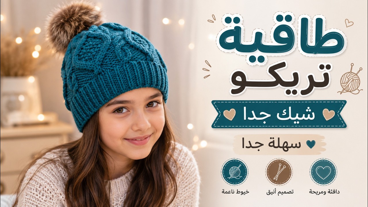 طاقية تريكو حريمي شيك جدا -خطوة بخطوة-الجزء االثاني و الاخير//Beautiful  cable knitting hat!!!