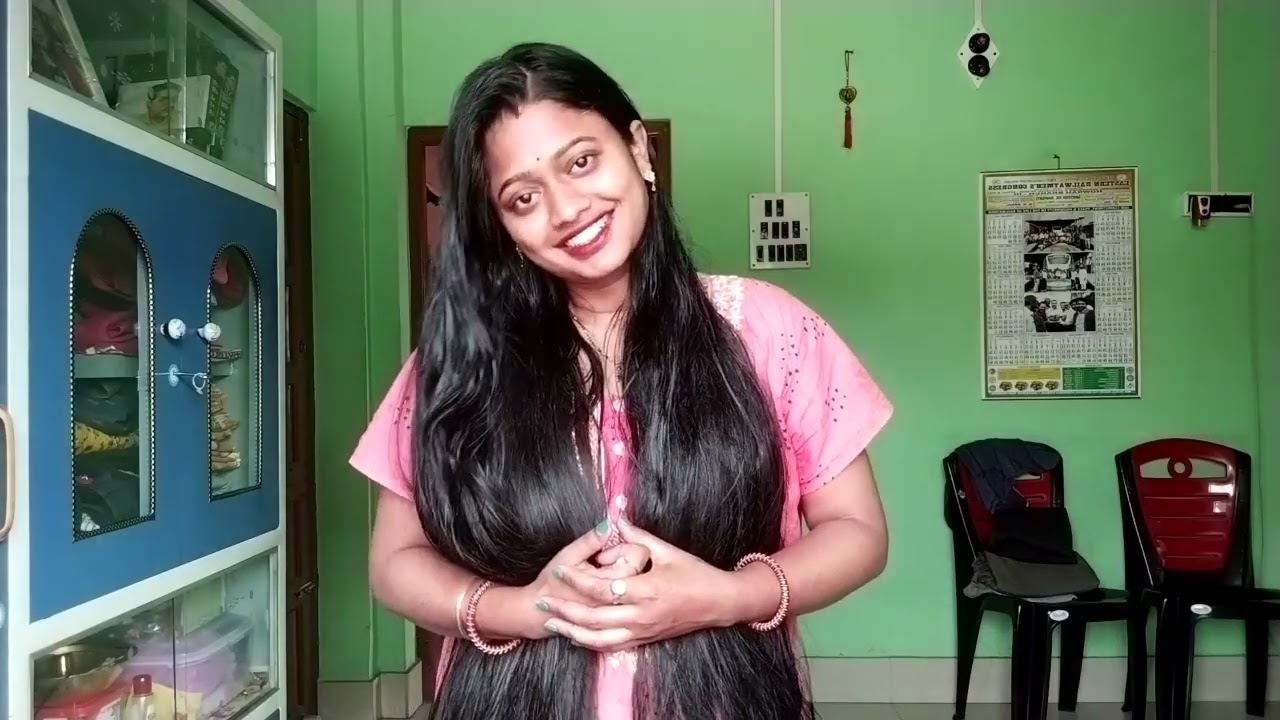 Oiled hair over face combing