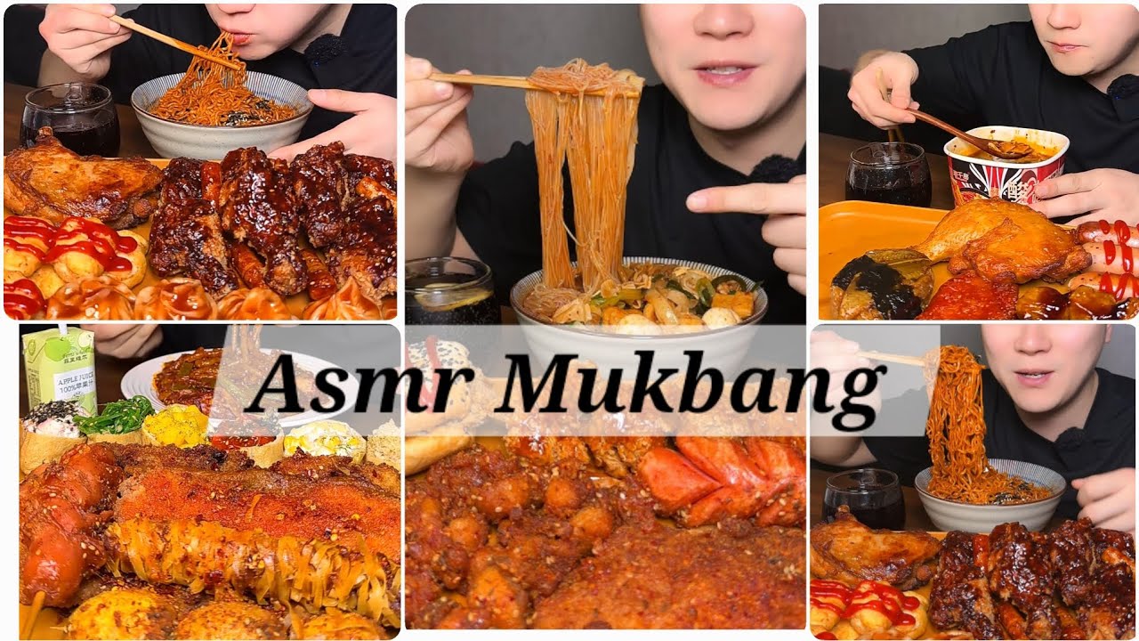 ASMR MUKBANG | Spicy Buldak Noodles with Crispy Fried Chicken🍗 | 🥵🌶Spicy hotpot and sausage 😋 