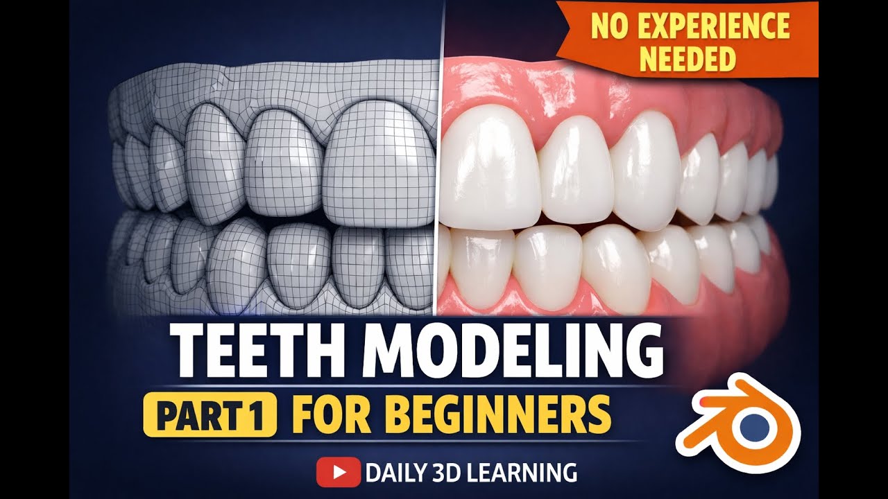 How to Model Realistic Teeth in Blender | Easy 3D Teeth Modeling Tutorial |Daily 3d Learning.