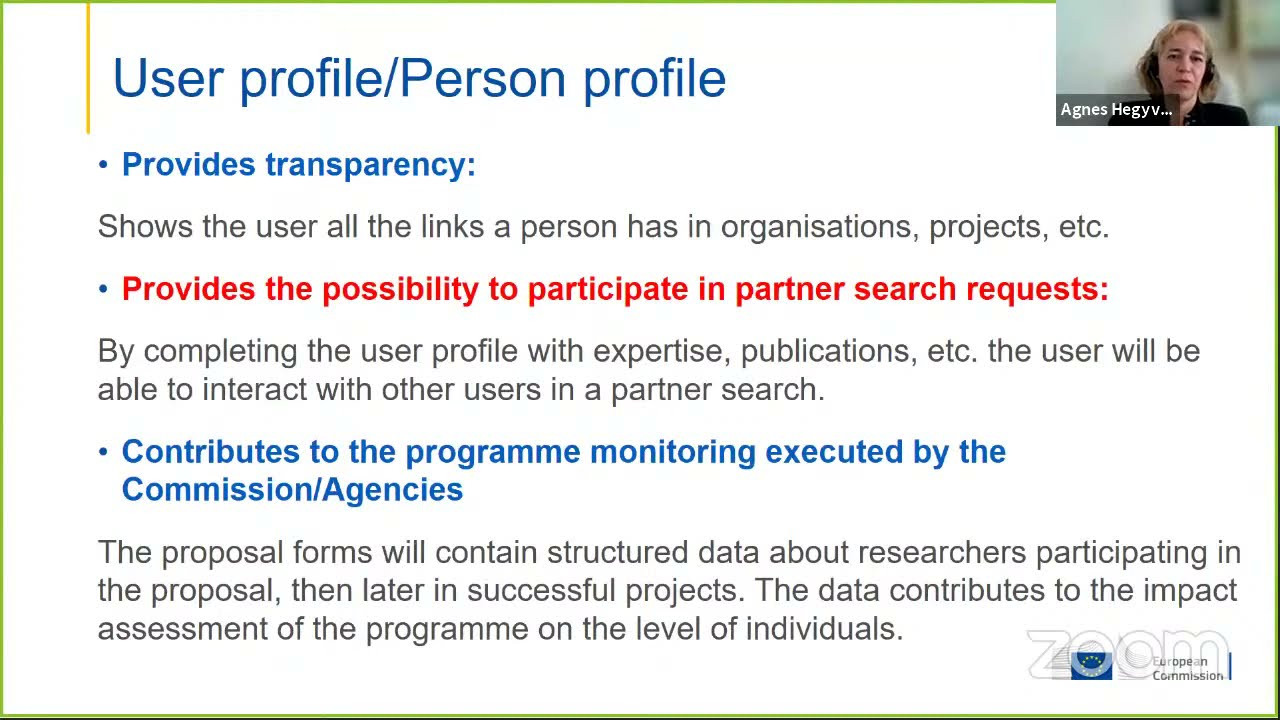 Webinar on partner search & person profile