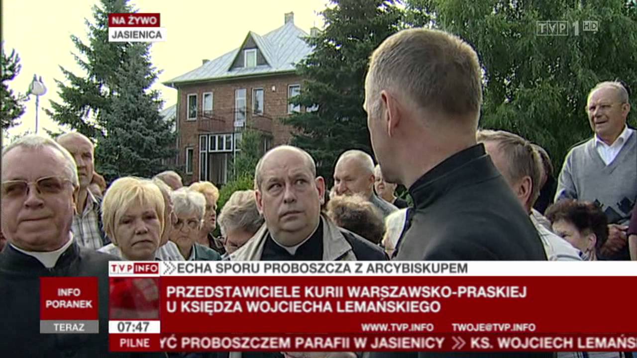 Emocje w jasienickiej parafii. Ks. Lemański kontra przedst. kurii (TVP Info, 15.07.2013 r.)