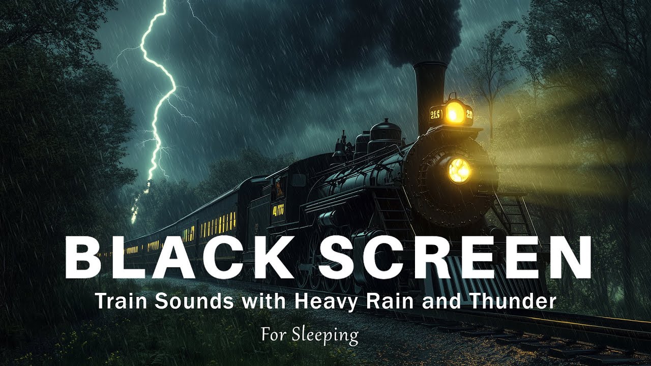 Train Sounds with Heavy Rain and Thunder for Sleeping | Black Screen | RDR2 ASMR