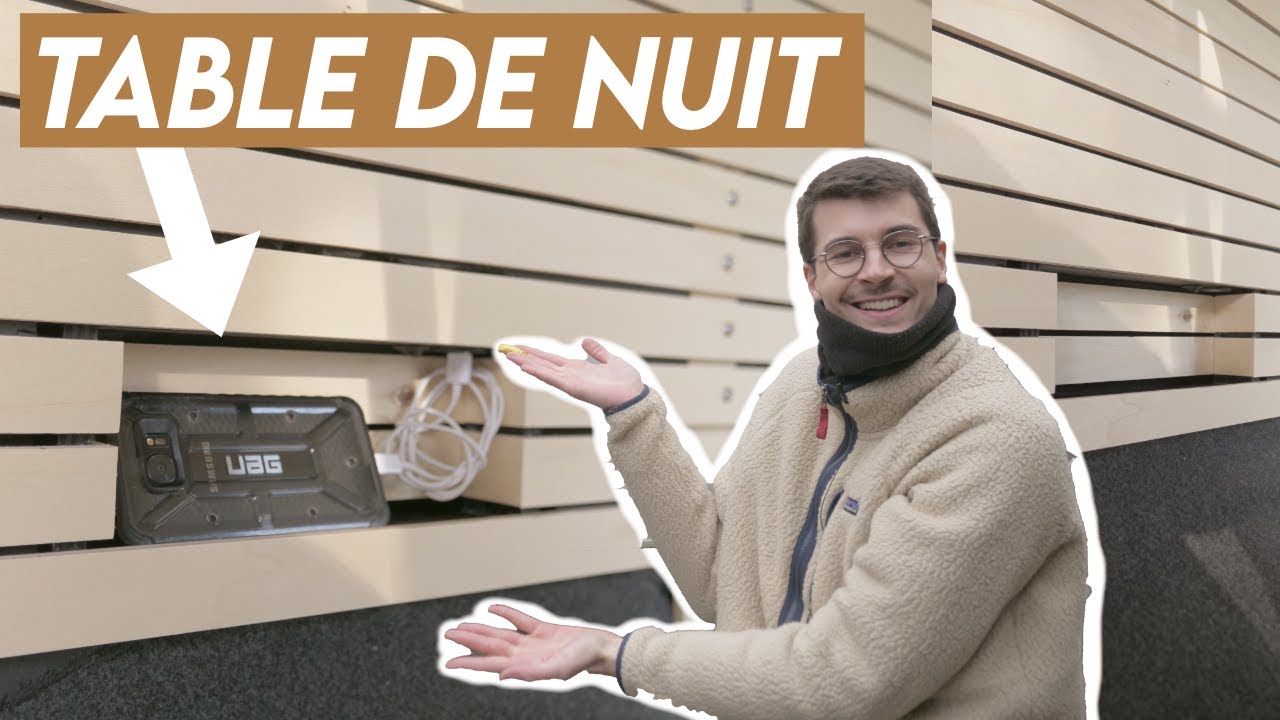 19. TABLE de NUIT encastrée dans la PAROI - Fourgon Van Aménagé VW Transporter T5 T6 DIY 🚐