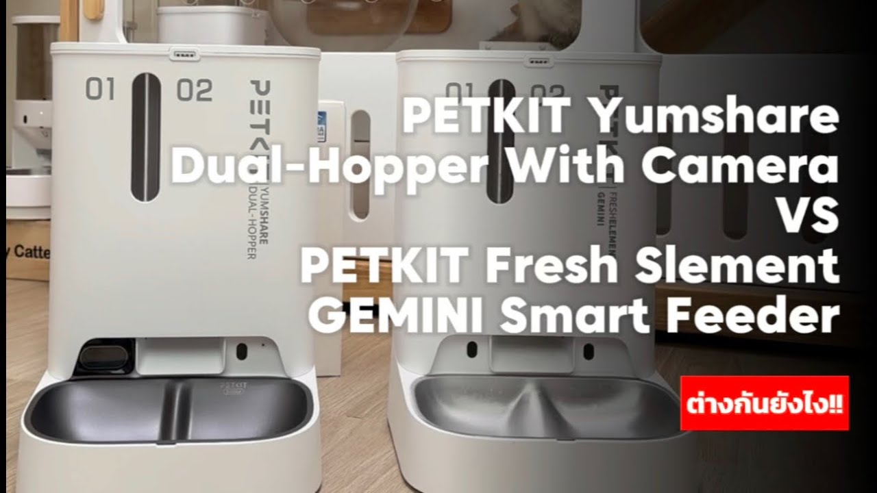 เครื่องให้อาหารแมวPETKIT Yumshare Dual-Hopper With Camera VS GEMINI ต่างกันยังไง!! พร้อมคลิปมุมกล้อง