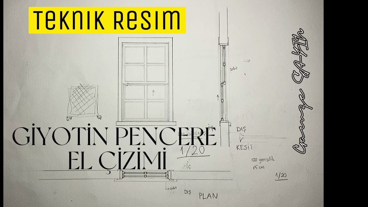 TEKNİK RESİM GİYOTİN PENCERE EL ÇİZİMİ