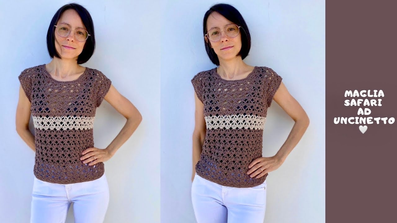 Maglia Safari uncinetto facile fatto a mano - handmade crochet - canotta fai da te uncinetto top
