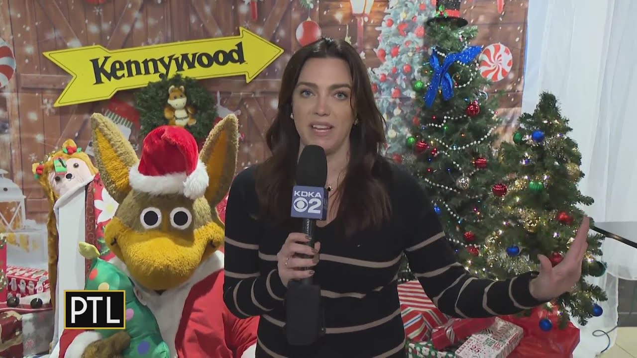 Checking out the holiday lights at Kennywood