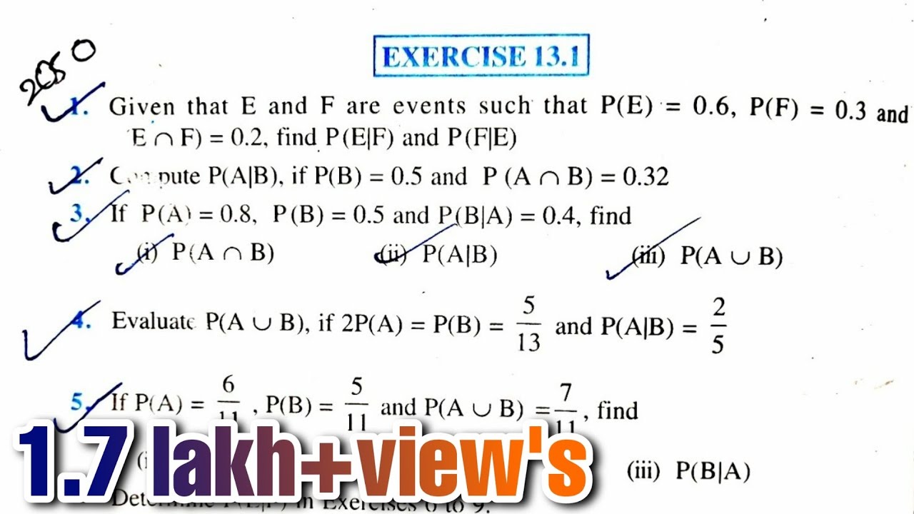 12th (NCERT) MATHEMATICS- PROBABILITY | EXERCISE 13.1 (SOLUTION) | GENIUS LEARNING (HINDI)