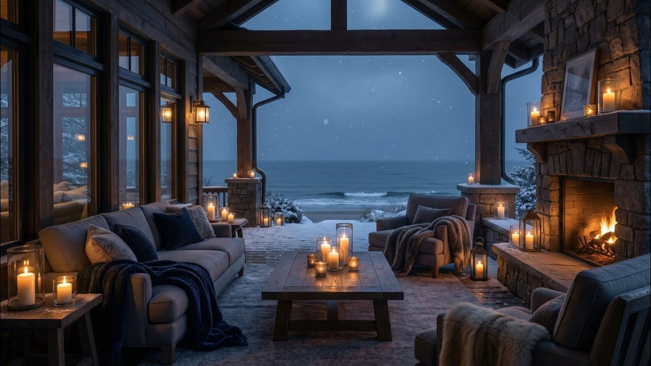 Winter Beach Ambient Jazz Instrumental 🔥 Perfect for Sleep Therapy & Night Study